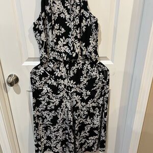 Floral Black and White Jumpsuit